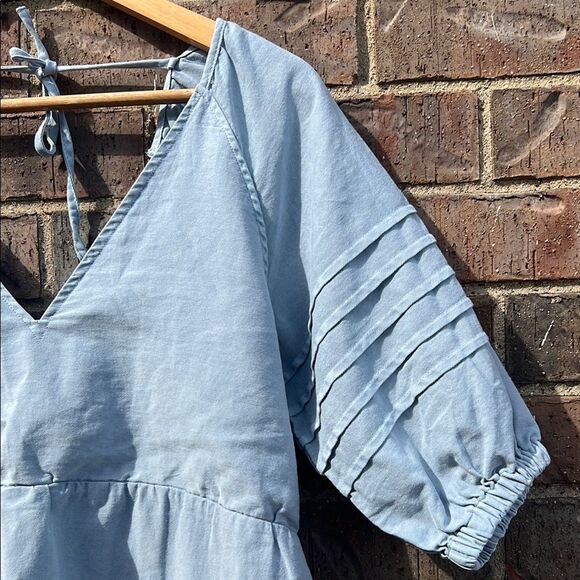 7 Seven for All Mankind Women's Light Blue V-Neck Dress M - Picture 2 of 16